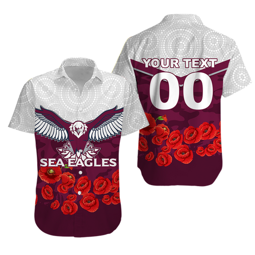 (Custom Personalised) Sea Eagles Anzac Day Indigenous Art Hawaiian Shirt