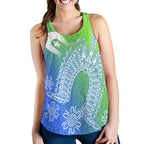 Torres Strait Islander Women's Racerback Tank - Dhari Mask Ocean Style - Vibe Hoodie