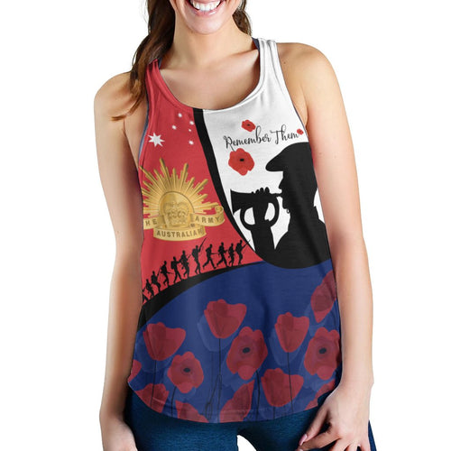 Anzac Day Women's Racerback Tank - We will remember Them - Vibe Hoodie