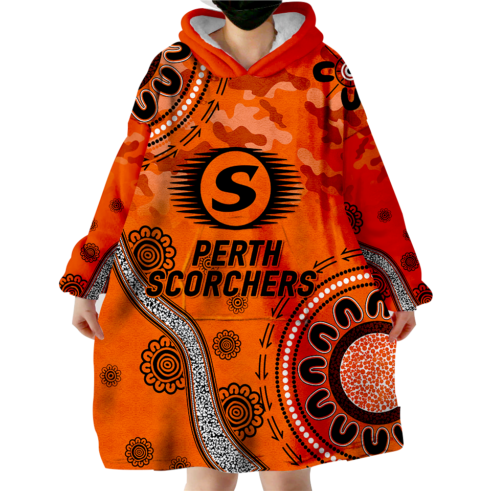 (Custom Personalised ) Perth Scorchers ANZAC Day Aboriginal Wearable Blanket Hoodie - LT12