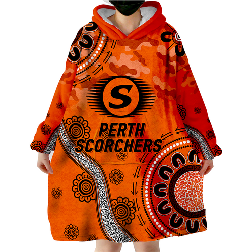 (Custom Personalised ) Perth Scorchers ANZAC Day Aboriginal Wearable Blanket Hoodie - LT12