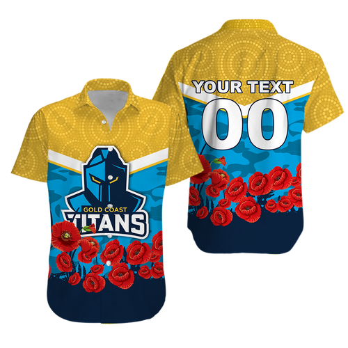 (Custom Personalised) Gold Coast Titans Anzac Day Indigenous Art Hawaiian Shirt