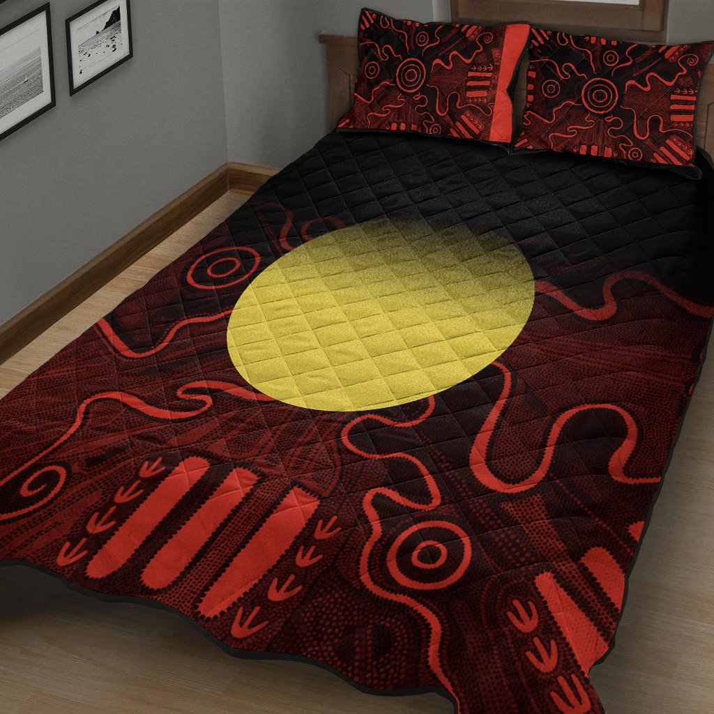 aboriginal-quilt-bed-set-indigenous-flag-grunge-style