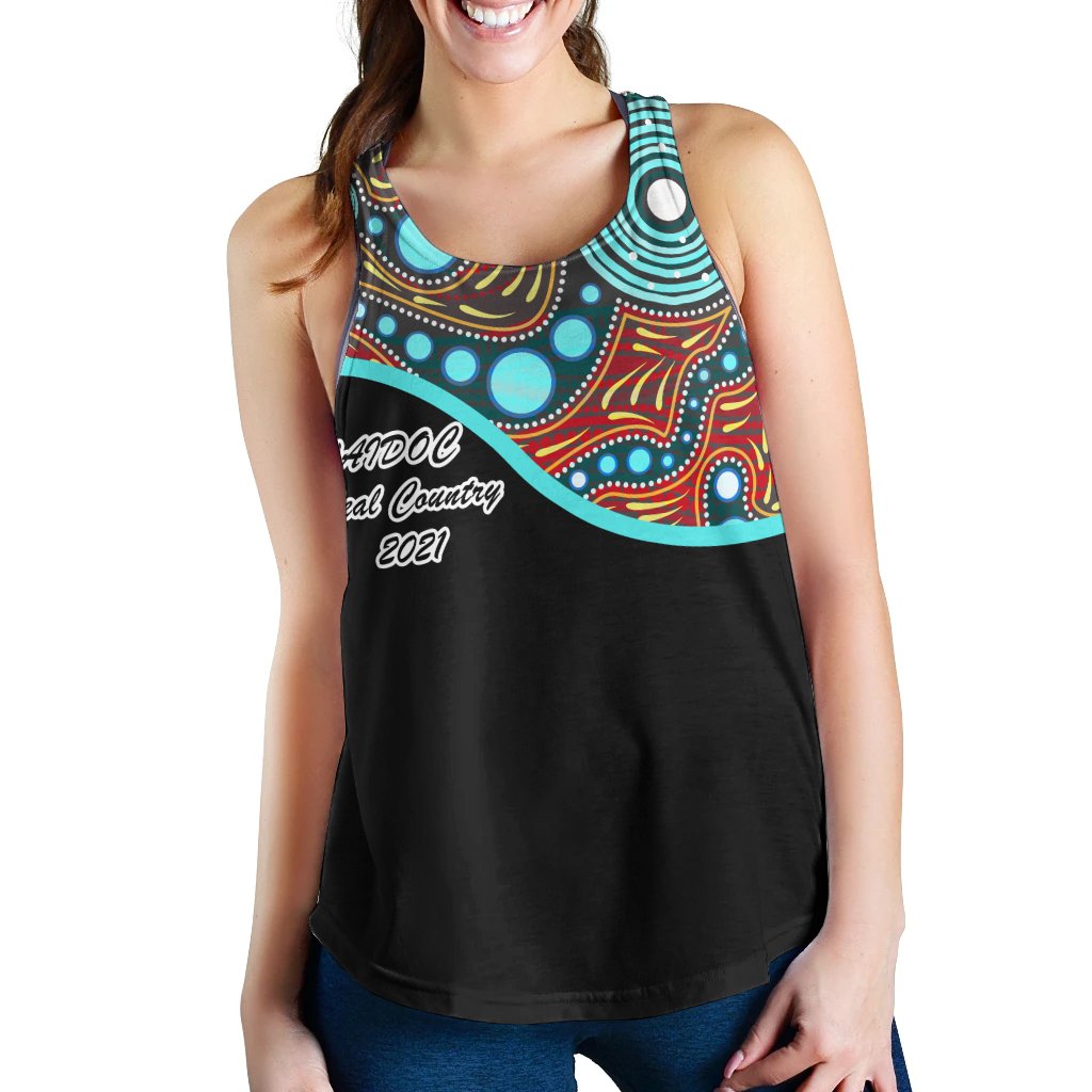 Naidoc 2021 Women's Racerback Tank - Heal Country - Vibe Hoodie