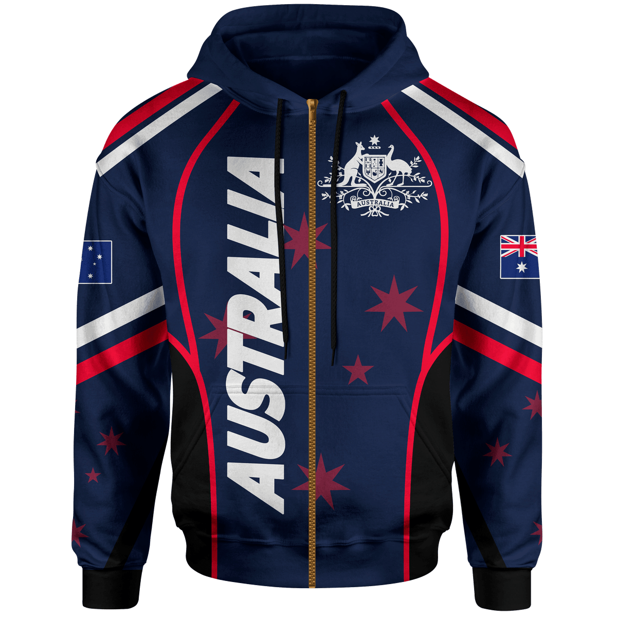 Zip-up Hoodie - Australian Coat Of Arms Hoodie - Unisex