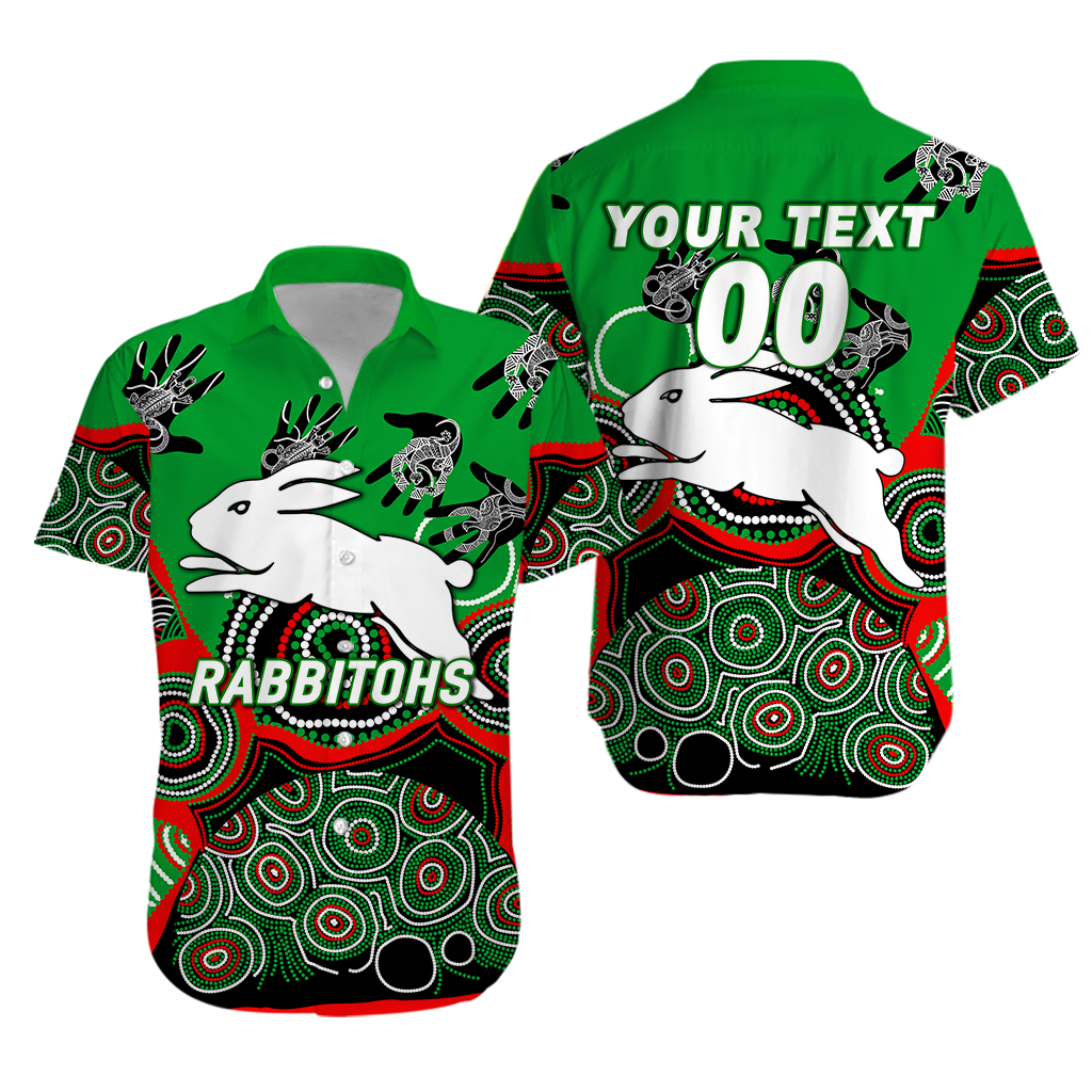 (Custom Personalised) Rabbitohs Rugby Aboriginal Art Hawaiian Shirt - LT12