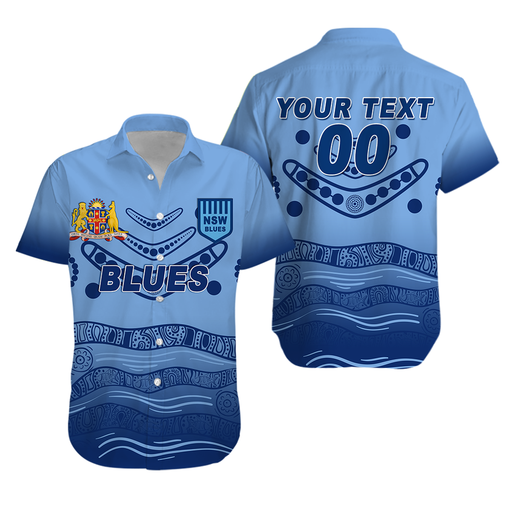(Custom Personalised) New South Wales Blues Aboriginal  Indigenous Hawaiian Shirt - LT12