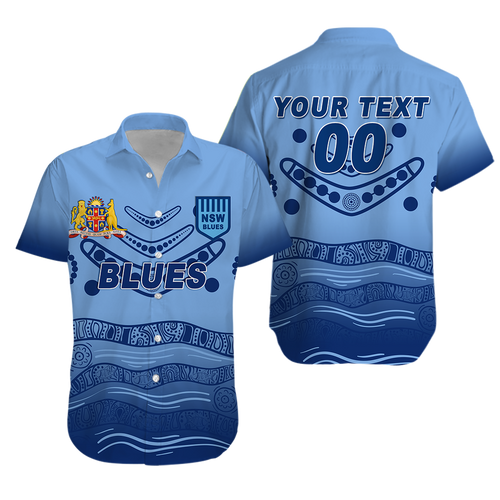 (Custom Personalised) New South Wales Blues Aboriginal  Indigenous Hawaiian Shirt - LT12