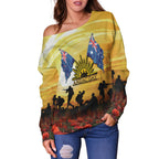Anzac Women's Off Shoulder Sweater - Australian and New Zealand Army Corps - Vibe Hoodie