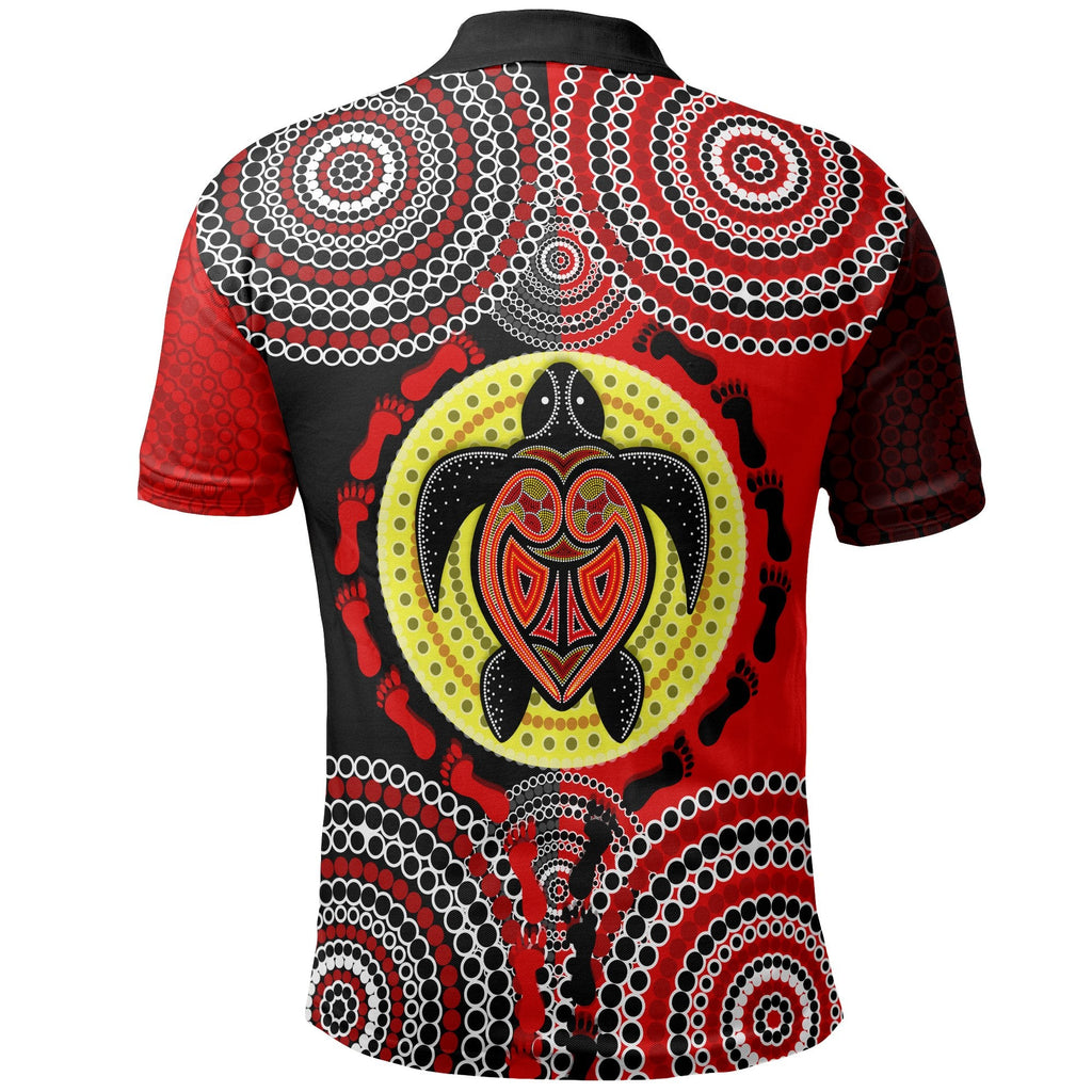 aboriginal-polo-shirt-turtle-footprint-circle-dot-painting