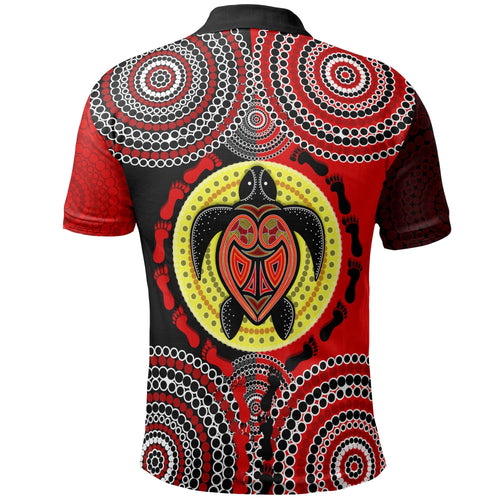 aboriginal-polo-shirt-turtle-footprint-circle-dot-painting