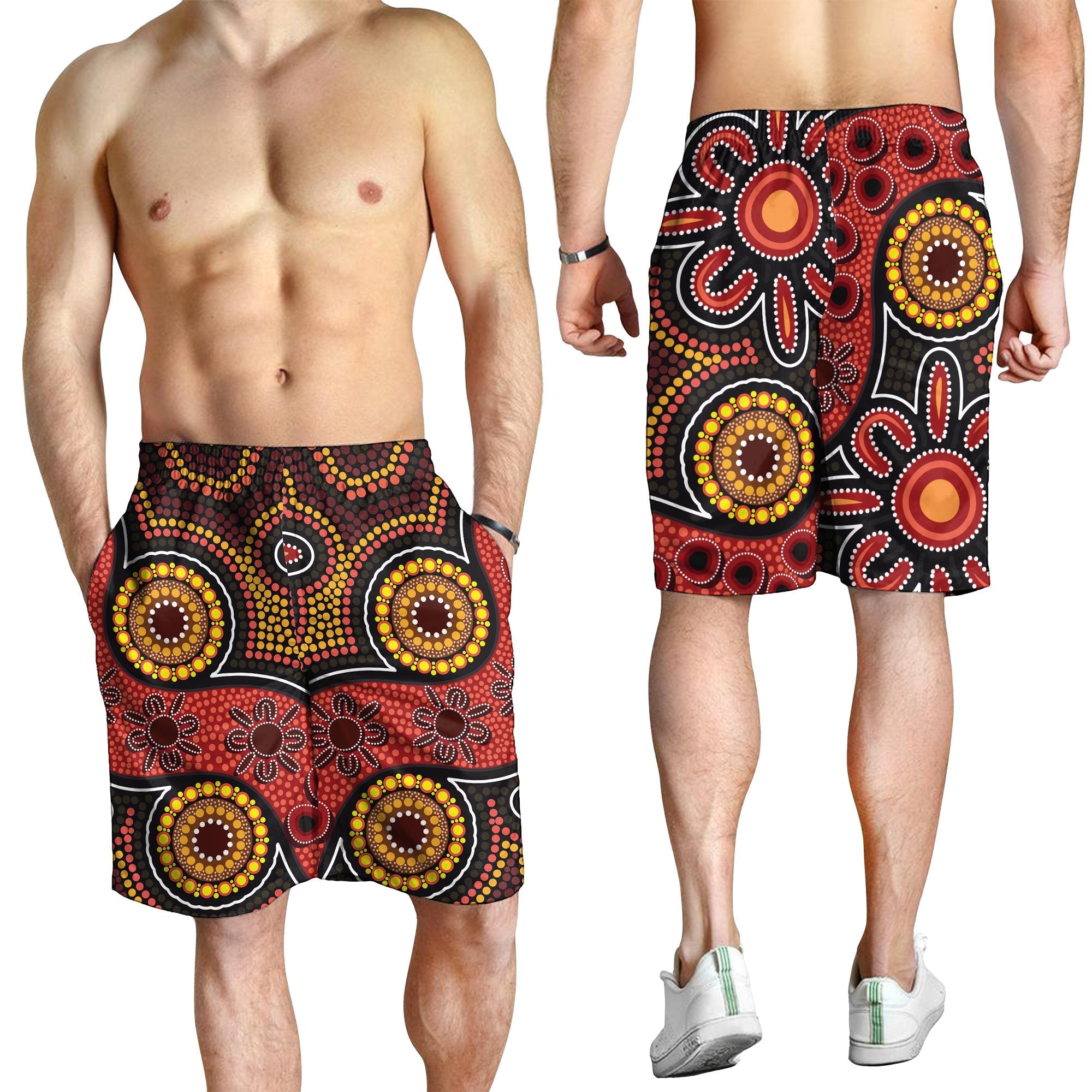 aboriginal-mens-shorts-indigenous-circle-dot-painting-style-1