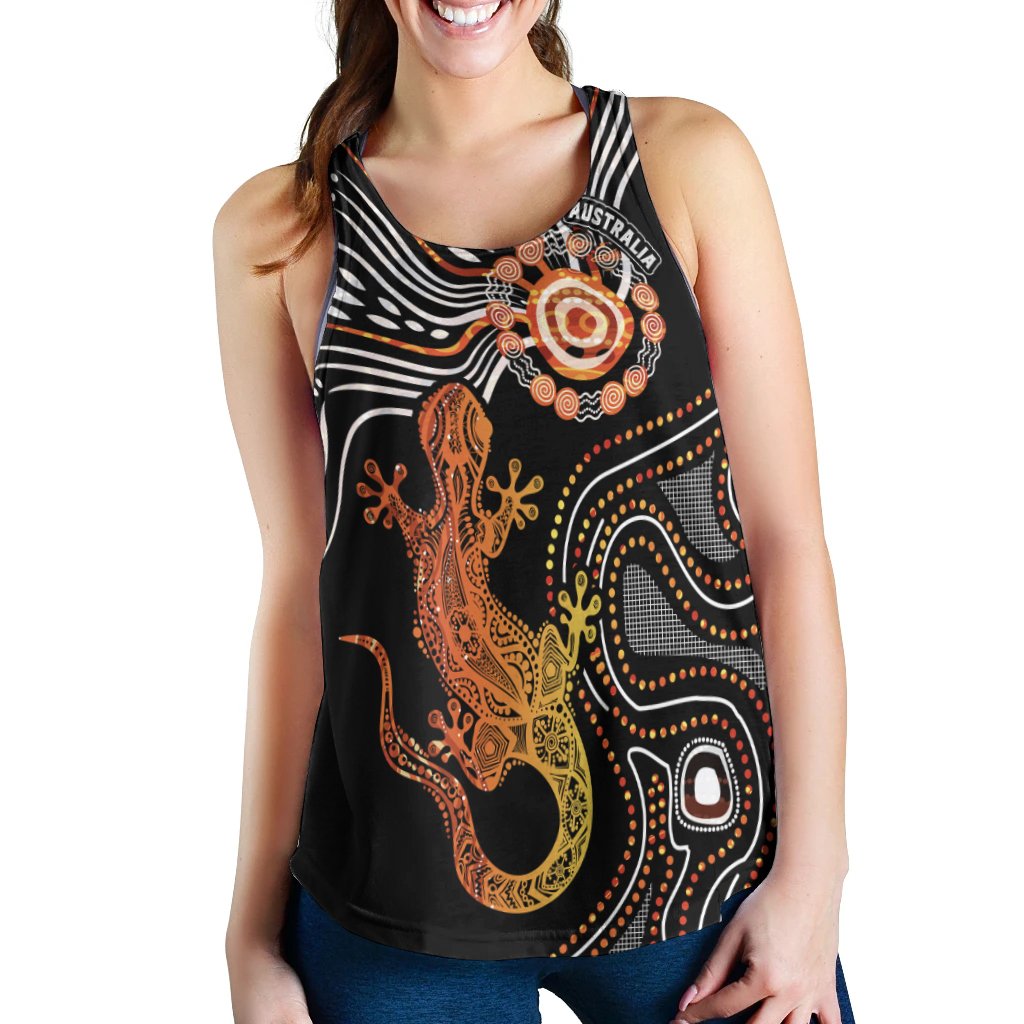 Aboriginal Women's Racerback Tank - Lizard Sunshine - Vibe Hoodie