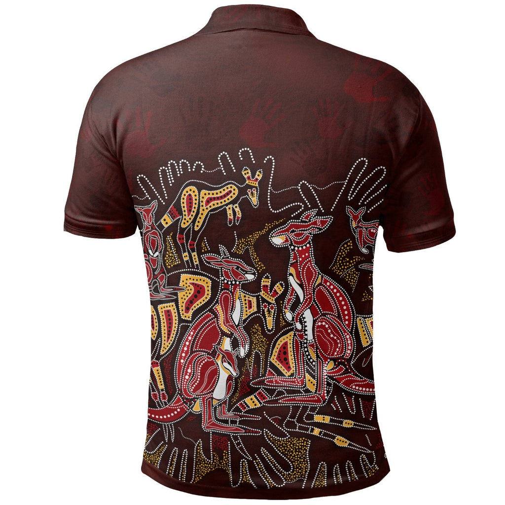 kidaboriginal-custom-polo-shirts-kangaroo-family-with-hand-art