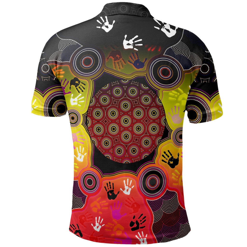 kid-aboriginal-polo-shirt-indigenous-circle-dot-painting-hand-art