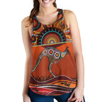 Aboriginal Women's Racerback Tank - Kangaroo With Dot Painting - Vibe Hoodie