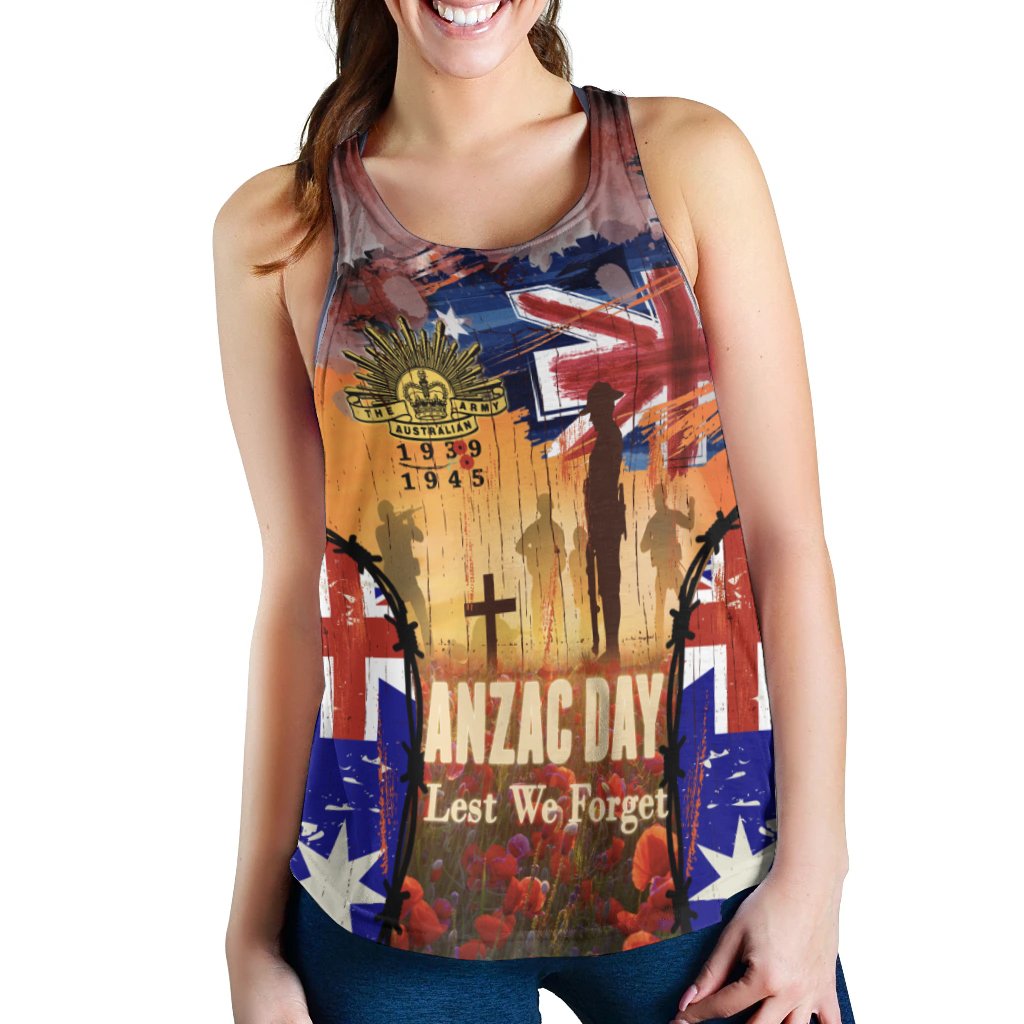 Australia Anzac Day 2021 Women's Racerback Tank - Anzac Day Commemoration 1939 - 1945 - Vibe Hoodie