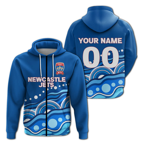 custom-personalised-newcastle-jets-zip-hoodie-indigenous-dot-painting-art