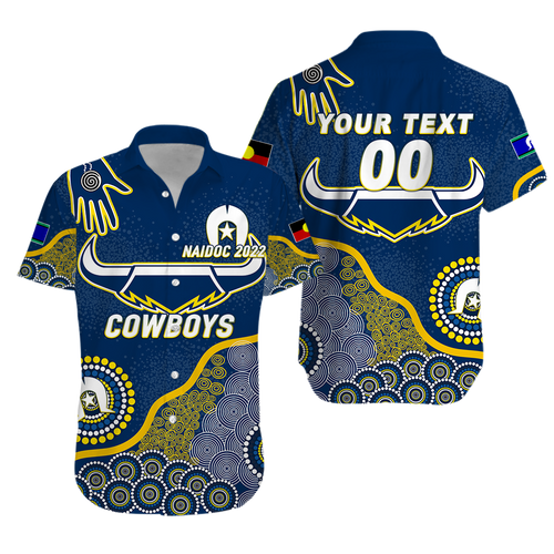 (Custom Personalised) Cowboys Rugby NAIDOC 2022 Aboriginal Hawaiian Shirt