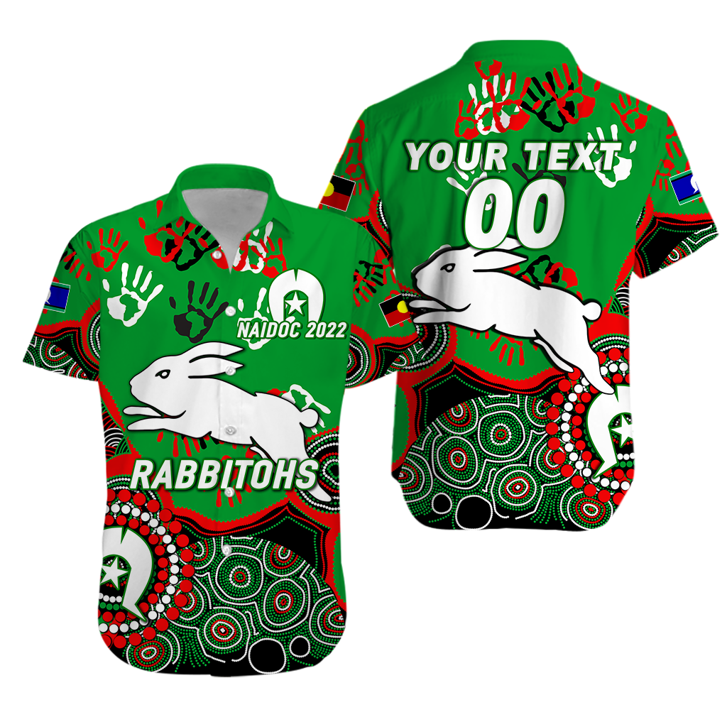 (Custom Personalised) Rabbitohs Rugby NAIDOC 2022 Aboriginal Hawaiian Shirt