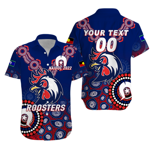 (Custom Personalised) Roosters Rugby NAIDOC 2022 Aboriginal Hawaiian Shirt