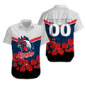 (Custom Personalised) Roosters Anzac Day Hawaiian Shirt - Indigenous Art