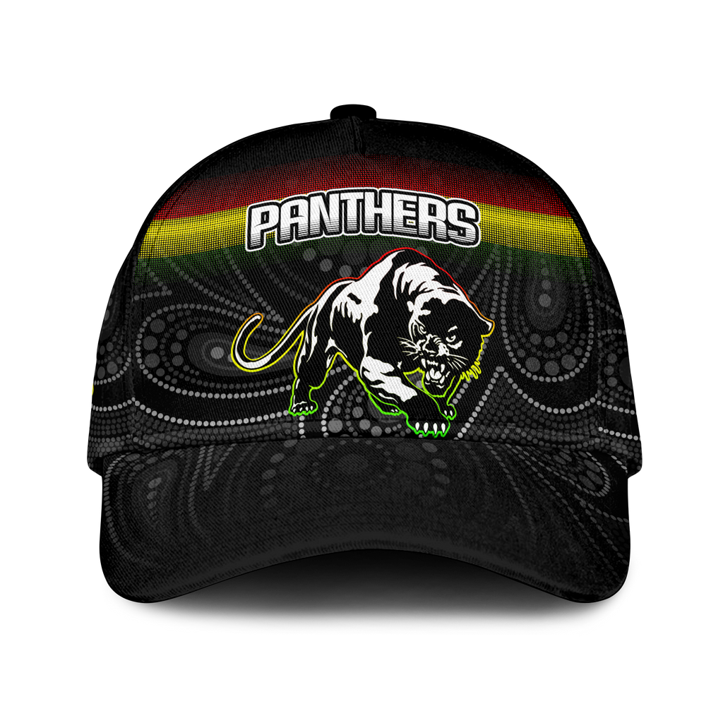 (Custom Personalised) Black Panthers Rugby League Aboriginal Cap - LT2