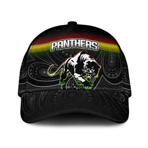 (Custom Personalised) Black Panthers Rugby League Aboriginal Cap - LT2