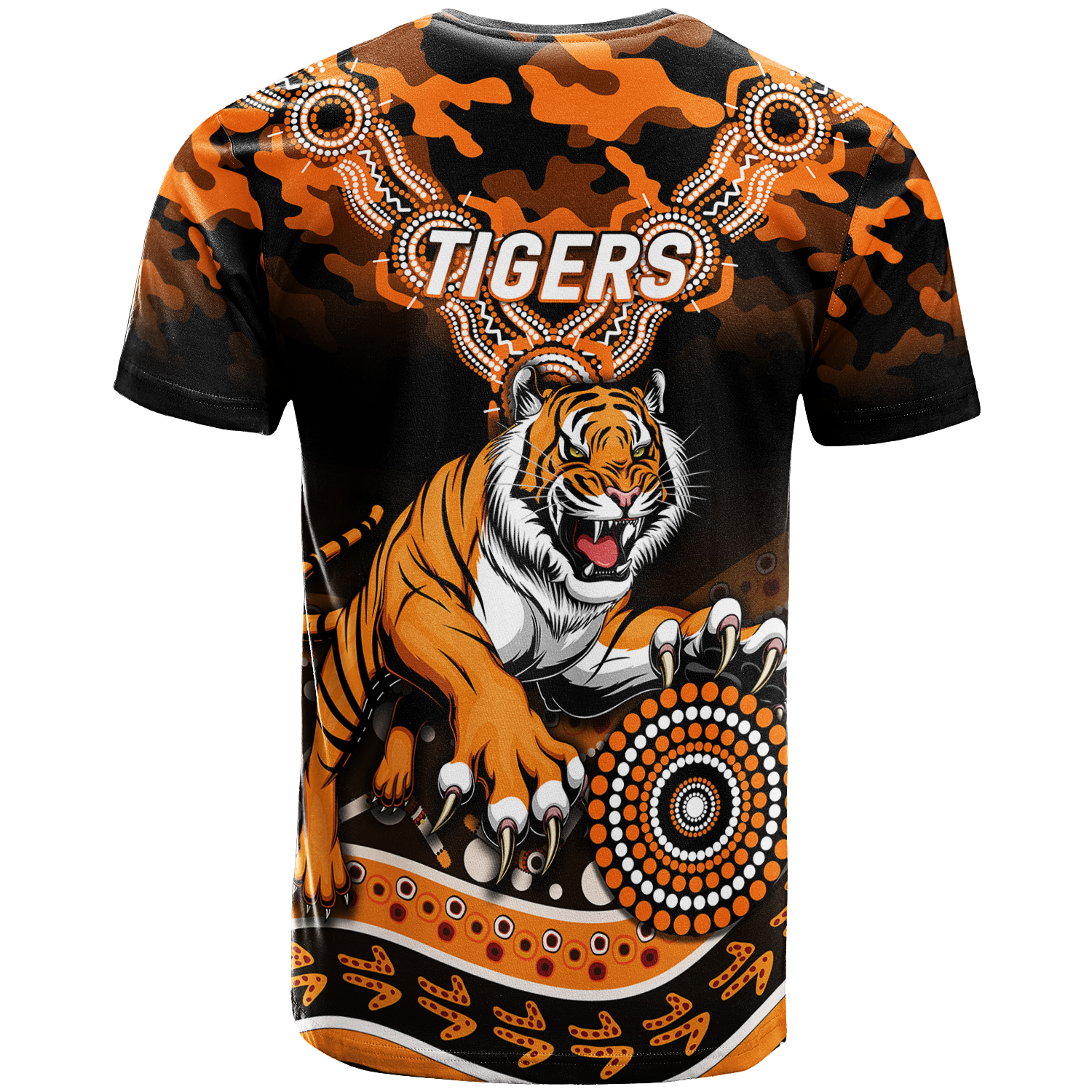 Tigers Rugby ANZAC Day Camouflage Indigenous Art T-Shirt - LT12