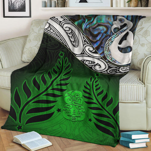 new-zealand-maori-premium-blanket-manaia-paua-shell-glitter-green