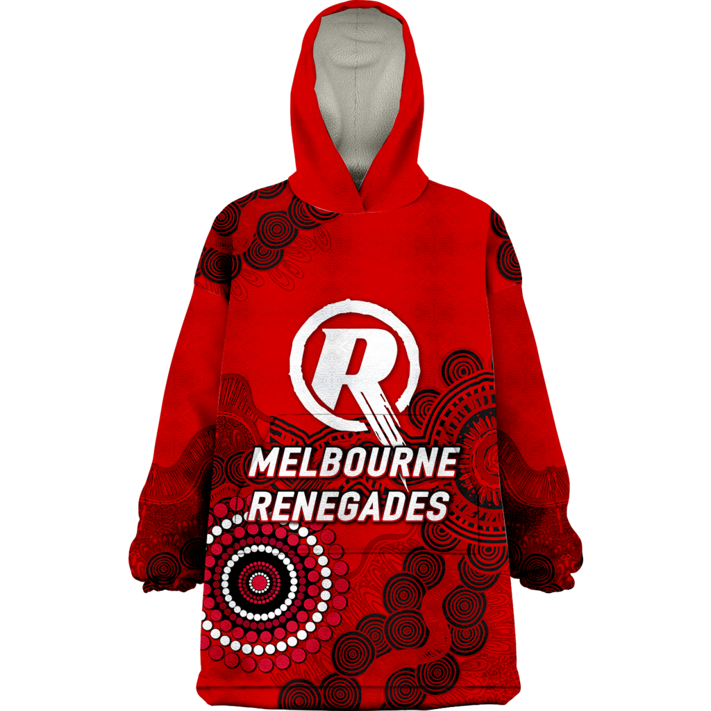 (Custom Personalised ) Melbourne Renegades Aboriginal Art Cricket 2022 Wearable Blanket Hoodie - LT12