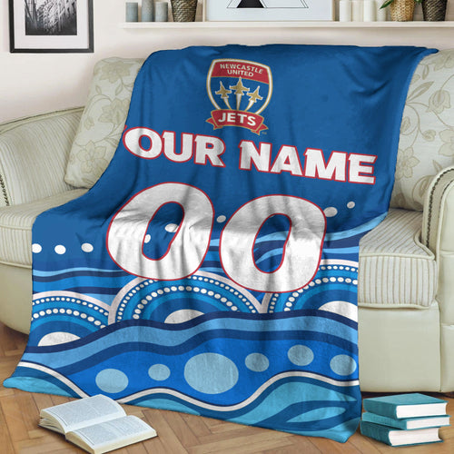 custom-personalised-newcastle-jets-blanket-indigenous-dot-painting-art