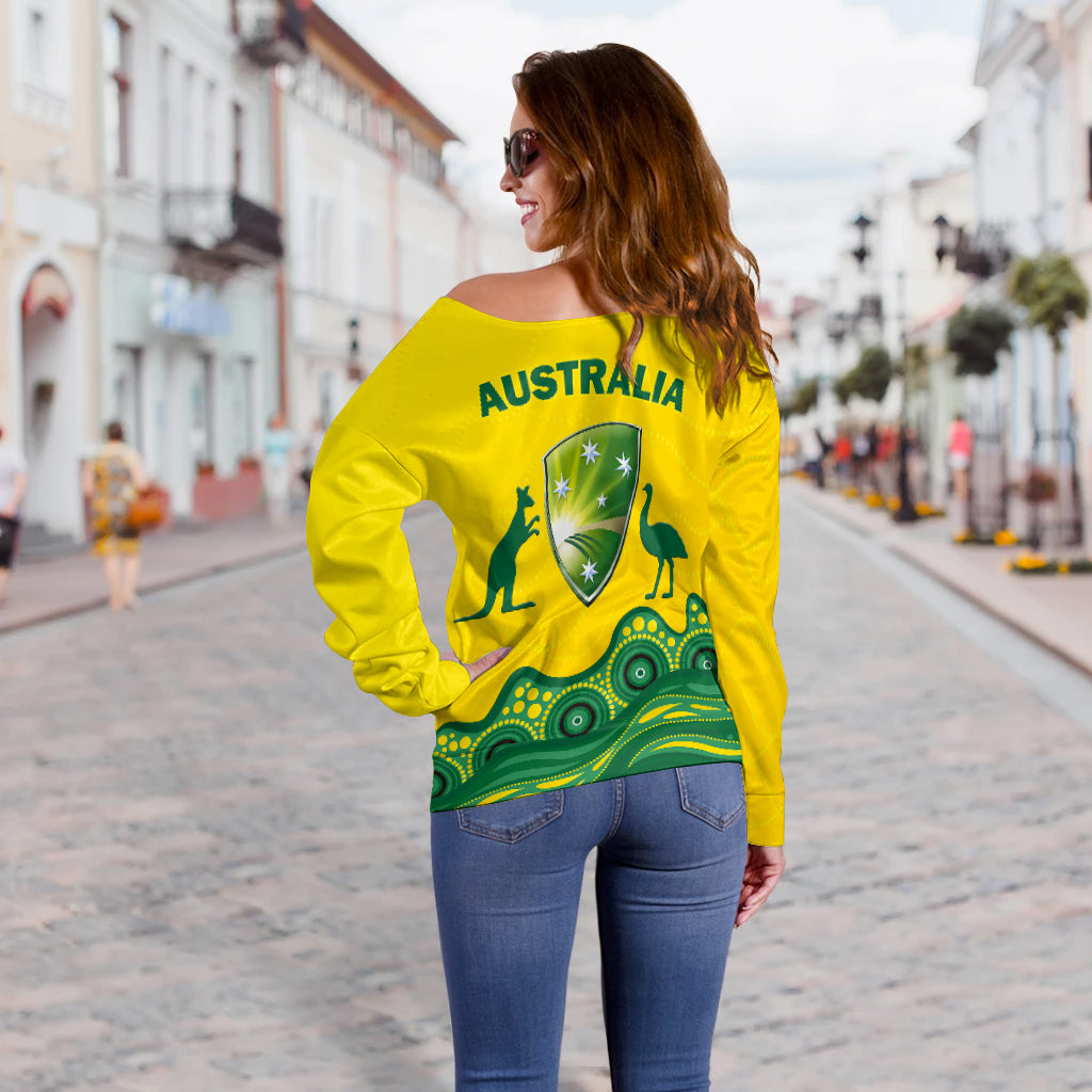 Australia Cricket Aboriginal Pattern Women Off Shoulder Sweater - LT2