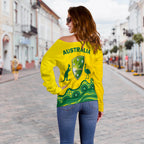 Australia Cricket Aboriginal Pattern Women Off Shoulder Sweater - LT2