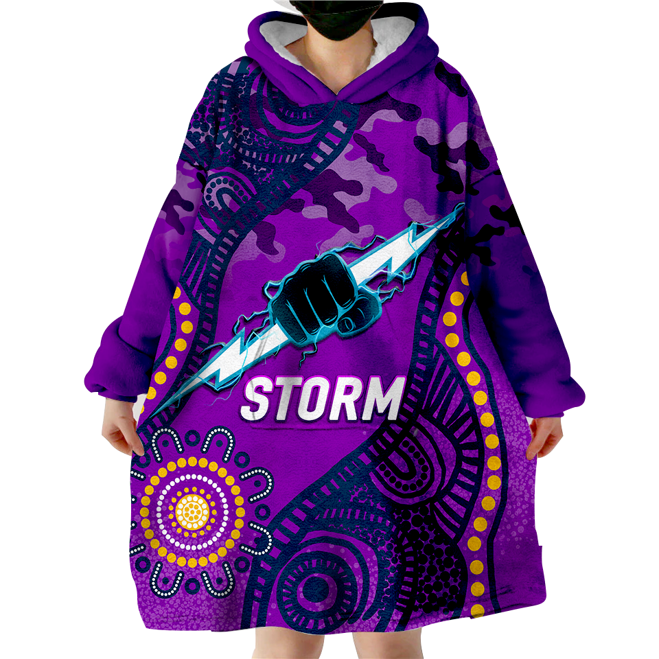 Storm Rugby ANZAC Day Camouflage Indigenous Art Wearable Blanket Hoodie - LT12