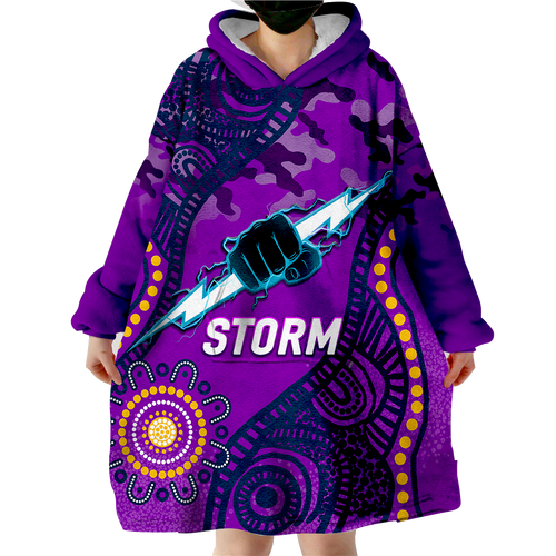 Storm Rugby ANZAC Day Camouflage Indigenous Art Wearable Blanket Hoodie - LT12