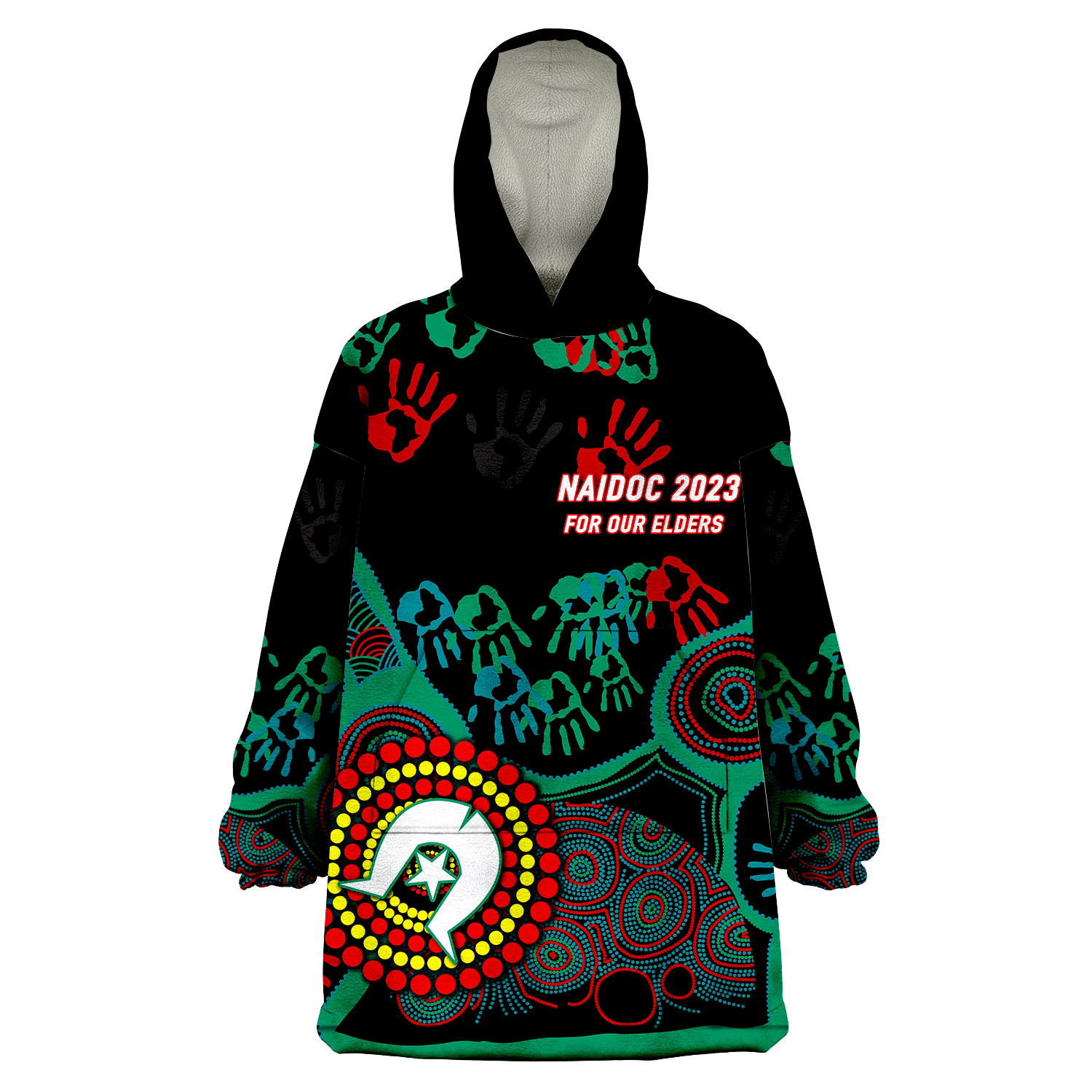 NAIDOC Week 2023 Aboriginal Art For Our Elders Wearable Blanket Hoodie - LT12
