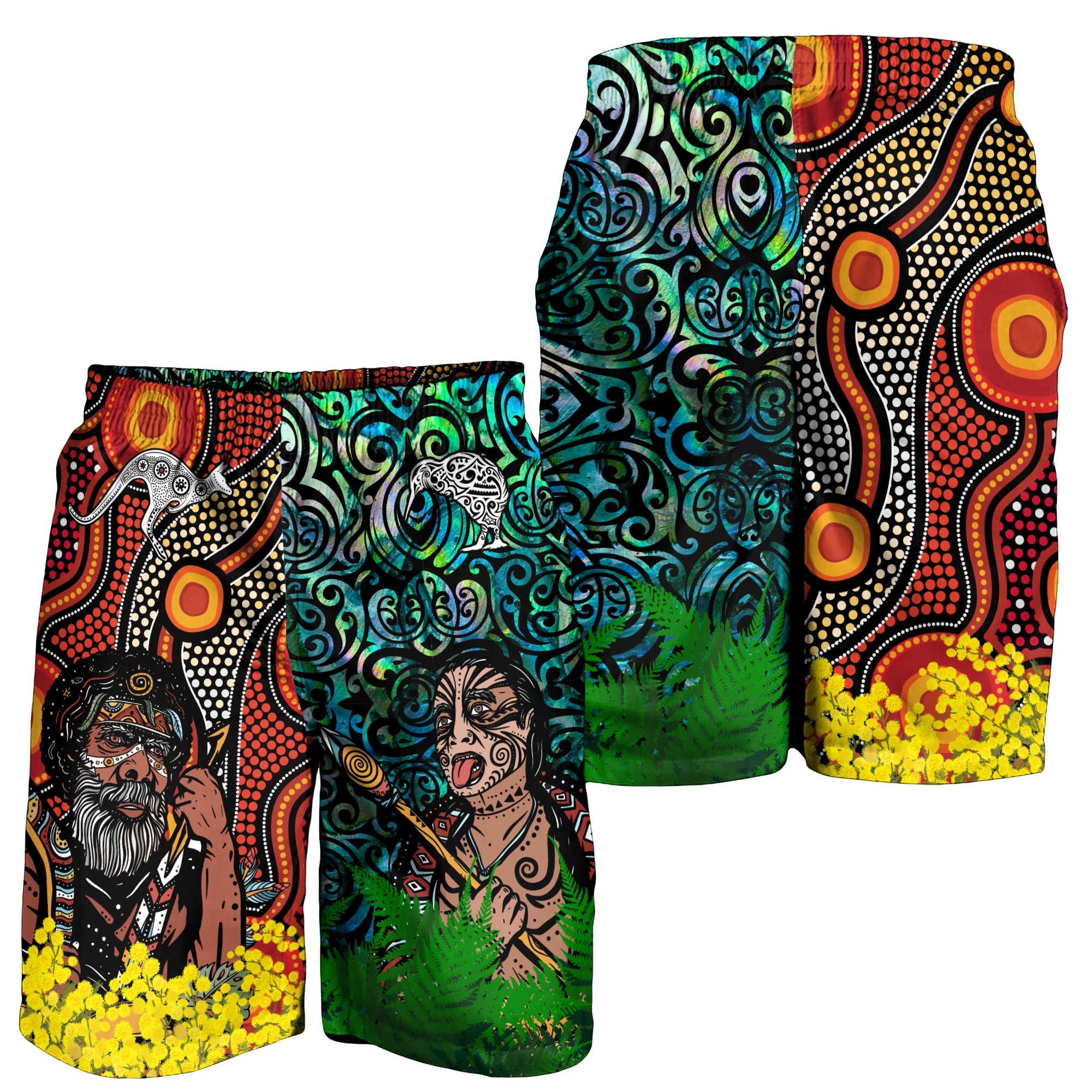 Australia Aboriginal Kangaroo Combine New Zealand Maori Kiwi Bird Men Short - LT2