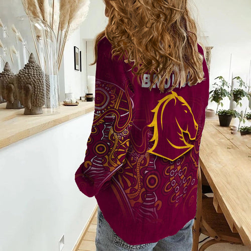 Brisbane Broncos Rugby Indigenous Women Casual Shirt - LT12