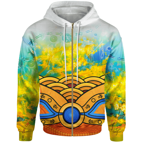 aboriginal-kid-zip-up-hoodie-australia-kangaroo-sky-for-kid
