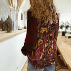 Aboriginal Kangaroo family with Hand Art Women Casual Shirt - LT12