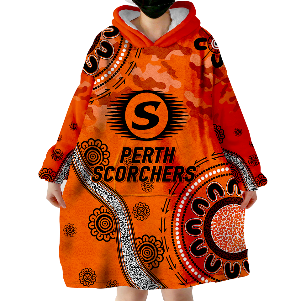 Perth Scorchers ANZAC Day Aboriginal Wearable Blanket Hoodie - LT12