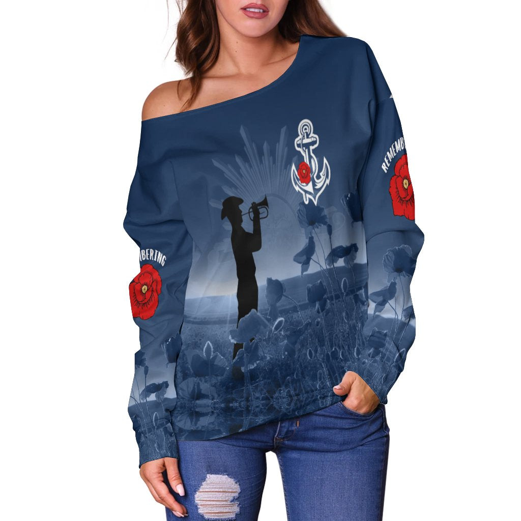 Australia Navy Anzac Women's Off Shoulder - Remembering Our Heroes - Vibe Hoodie