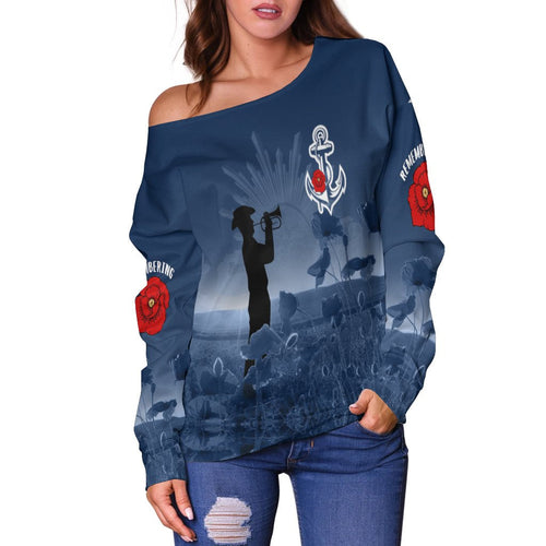 Australia Navy Anzac Women's Off Shoulder - Remembering Our Heroes - Vibe Hoodie