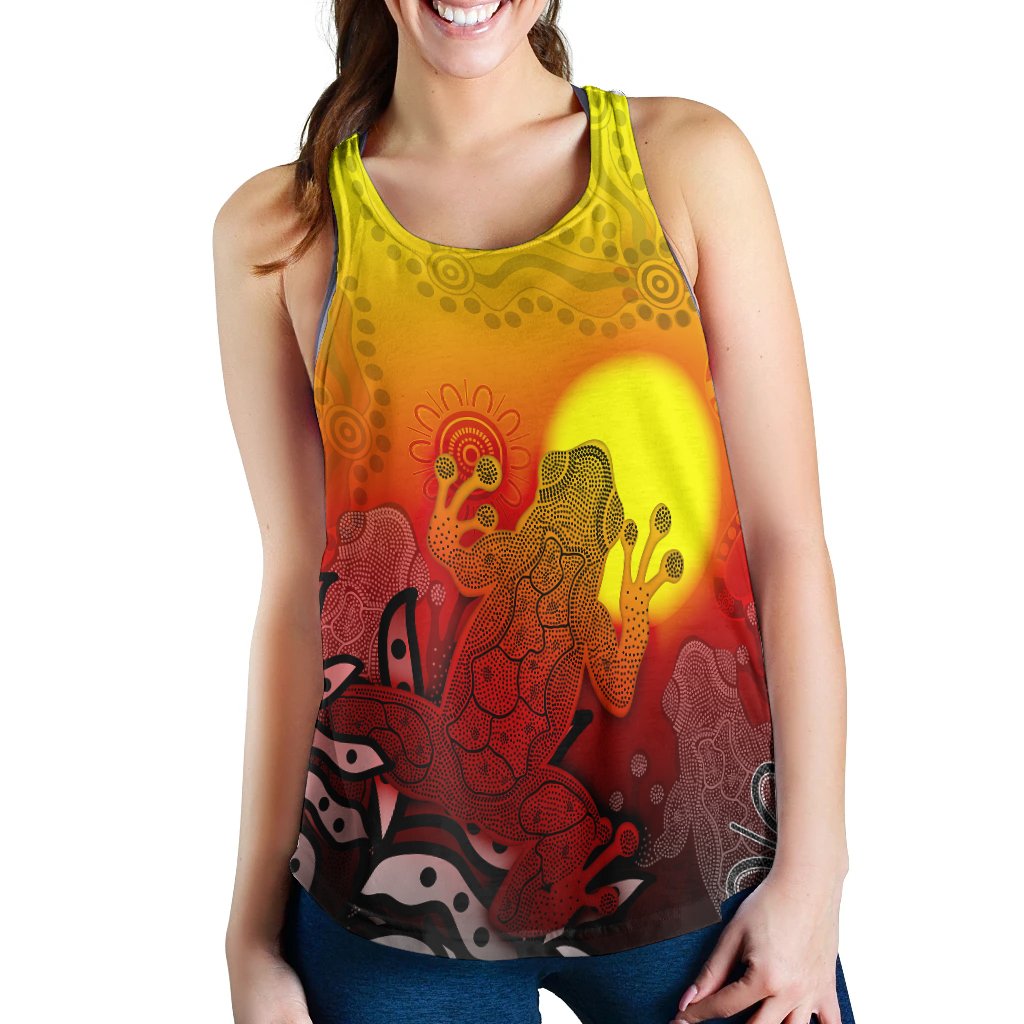 Aboriginal Women's Racerback Tank - Indigenous Frog (Red) - Vibe Hoodie
