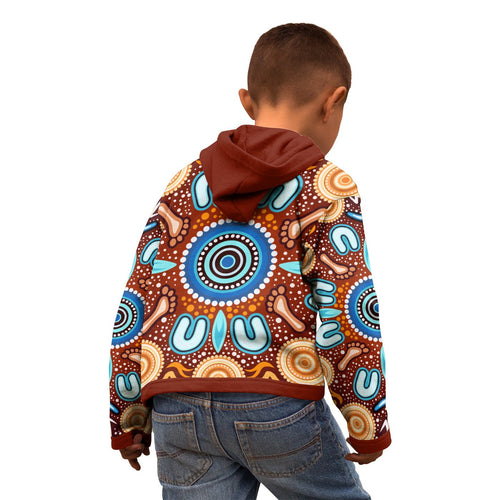 aboriginal-kid-zip-up-hoodie-indigenous-circle-dot-painting-ver02