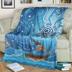 premium-blanket-aboriginal-view-sea-with-fish-and-boat