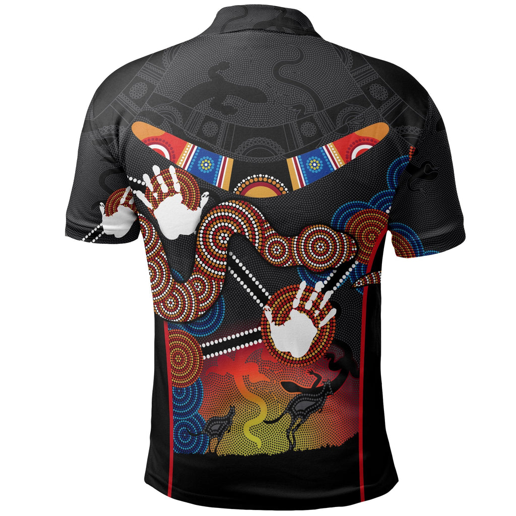 kid-aboriginal-polo-shirt-australian-boomerang-and-snake-indigenous-art
