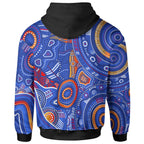 custom-text-aboriginal-kid-zip-up-hoodie-indigenous-footprint-patterns-blue-color