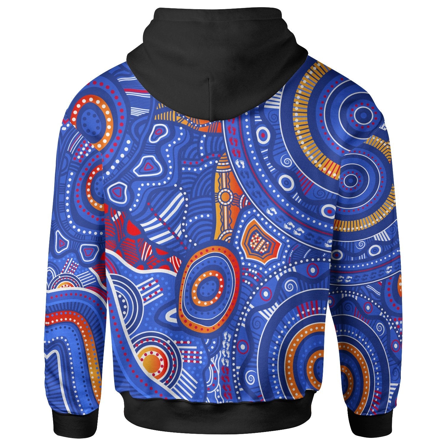 custom-text-aboriginal-kid-zip-up-hoodie-indigenous-footprint-patterns-blue-color